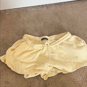 Brandy Melville Pale Yellow Waffle Knit Athletic Shorts